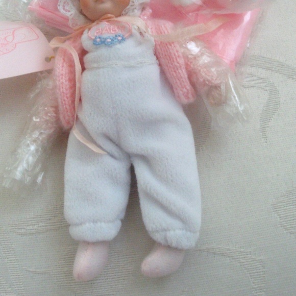 Patricia Rose | Other | Porcelain Mini Doll W Bunny Rabbit Pink Blanket ...
